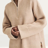 Nobody's Child Beige Knitted Oversized Half Zip Jumper
