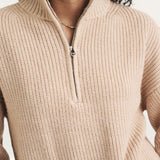 Nobody's Child Beige Knitted Oversized Half Zip Jumper