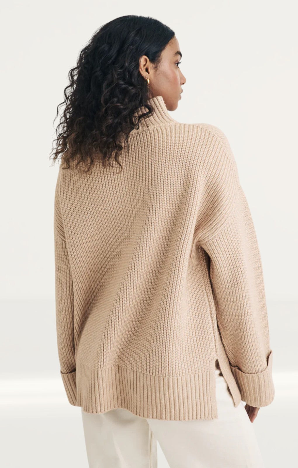 Nobody's Child Beige Knitted Oversized Half Zip Jumper