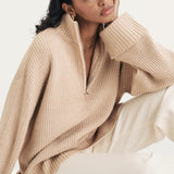 Nobody's Child Beige Knitted Oversized Half Zip Jumper