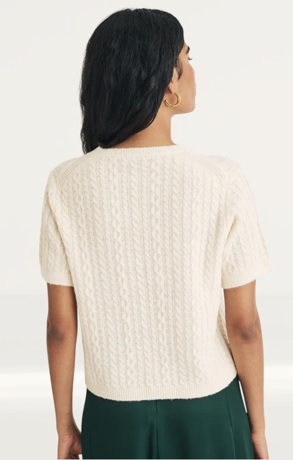 Nobody's Child Cream Cable Wool Blend Knitted T-Shirt