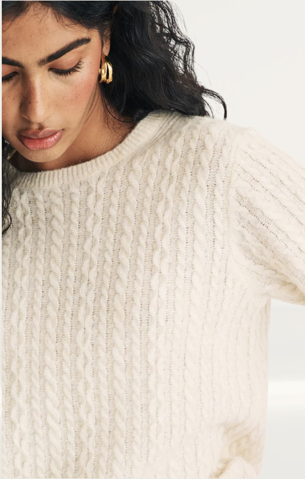 Nobody's Child Cream Cable Wool Blend Knitted T-Shirt