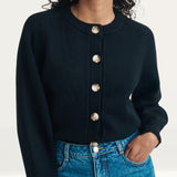Nobody's Child Black Knitted Crew Neck Cardigan