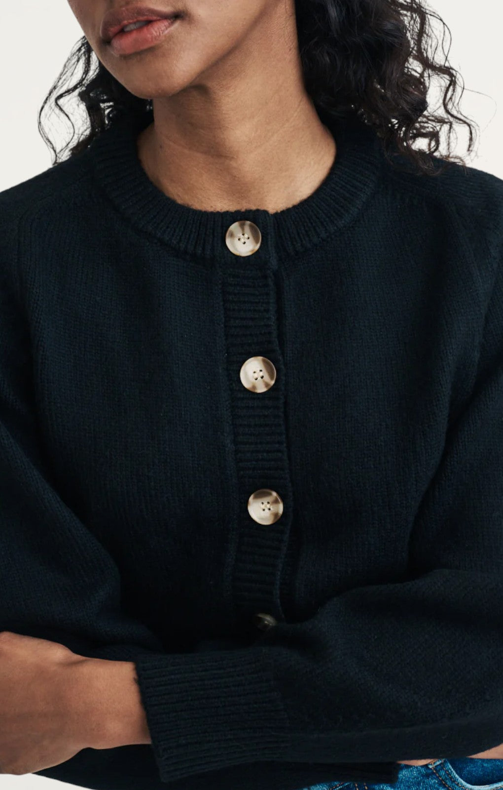Nobody's Child Black Knitted Crew Neck Cardigan