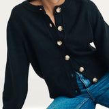 Nobody's Child Black Knitted Crew Neck Cardigan