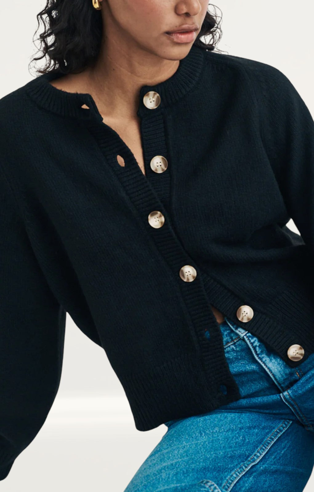 Nobody's Child Black Knitted Crew Neck Cardigan