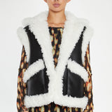 Glamorous Black & White Faux Shearling Oversized Gilet