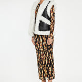 Glamorous Black & White Faux Shearling Oversized Gilet