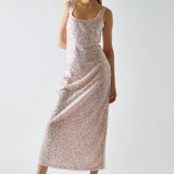 Glamorous Pink & Silver Sequin Bias Cut Maxi Dress