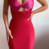 Runaway the Label Kelsi Pink & Red Cut Out Midi Dress