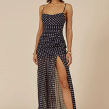 Runaway The Label Kyleah Black and White Spot Maxi Dress