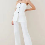 Karen Millen Compact Stretch Tailored Button Bodice Jumpsuit