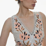 Karen Millen Floral Embellished Pleated Tulle Midi Dress
