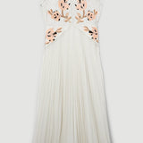 Karen Millen Floral Embellished Pleated Tulle Midi Dress