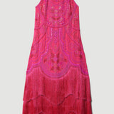 Karen Millen Fringed Beaded Woven Midi Dress