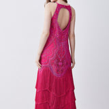 Karen Millen Fringed Beaded Woven Midi Dress