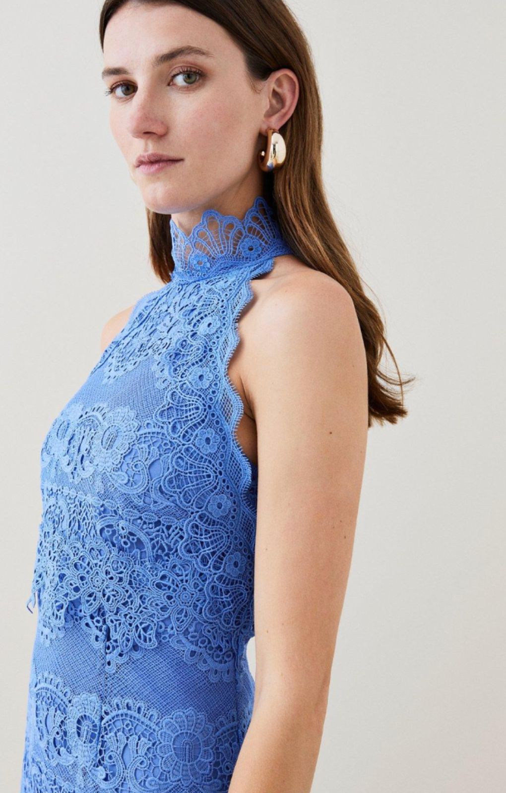 karen millen blue lace dress Karen Millen Blue and White Lace Dress