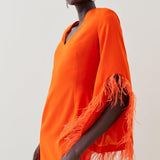 Karen Millen Orange Soft Tailored Full Sleeve Feather Mini Dress