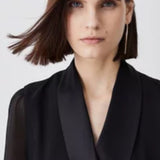 Karen Millen Sheer Sleeve Tuxedo Wrap Jumpsuit