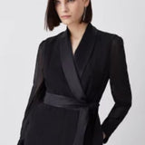 Karen Millen Sheer Sleeve Tuxedo Wrap Jumpsuit