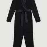 Karen Millen Sheer Sleeve Tuxedo Wrap Jumpsuit