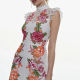 Karen Millen Guipure Lace Floral Embroidered Mini Dress