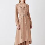 Karen Millen Soft Tailored Belted Crepe High Low Shirtdress