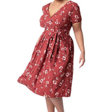 Timeless London Burgundy Floral Wrap Katelyn Dress