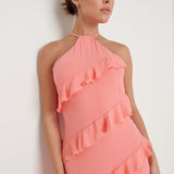 Pretty Lavish Katy Ruffle Coral Midaxi Dress