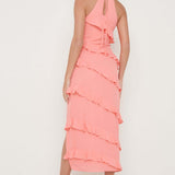 Pretty Lavish Katy Ruffle Coral Midaxi Dress