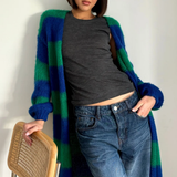 Charli London Kay Cardigan - Emerald Blue Marine Stripes