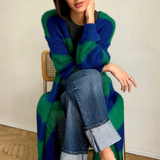 Charli London Kay Cardigan - Emerald Blue Marine Stripes