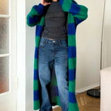 Charli London Kay Cardigan - Emerald Blue Marine Stripes