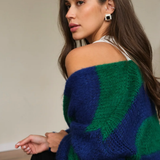 Charli London Kay Cardigan - Emerald Blue Marine Stripes