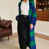 Charli London Kay Cardigan - Emerald Blue Marine Stripes
