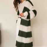 Charli London Kay Cardigan - Khaki Off - White Stripes