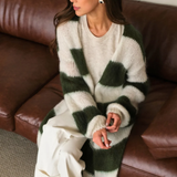 Charli London Kay Cardigan - Khaki Off - White Stripes