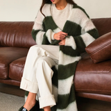 Charli London Kay Cardigan - Khaki Off - White Stripes
