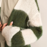 Charli London Kay Cardigan - Khaki Off - White Stripes