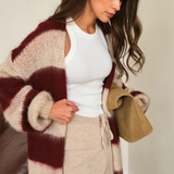 Charli London Kay Cardigan - Ruby Beige Stripes