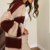 Charli London Kay Cardigan - Ruby Beige Stripes