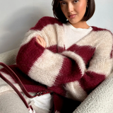 Charli London Kay Cardigan - Ruby Beige Stripes