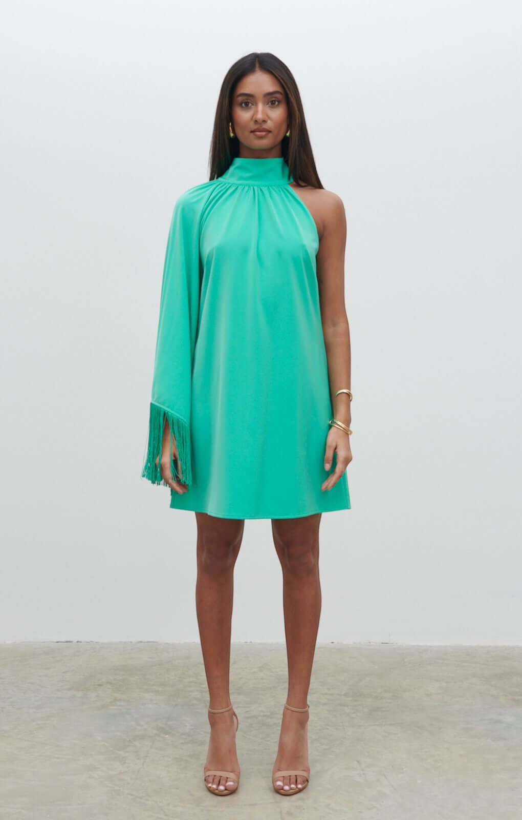 Pretty Lavish Keeley One Shoulder Jade Green Mini Dress
