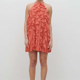 Pretty Lavish Kelsey Halter Ruffle Pink Clay Mini Dress