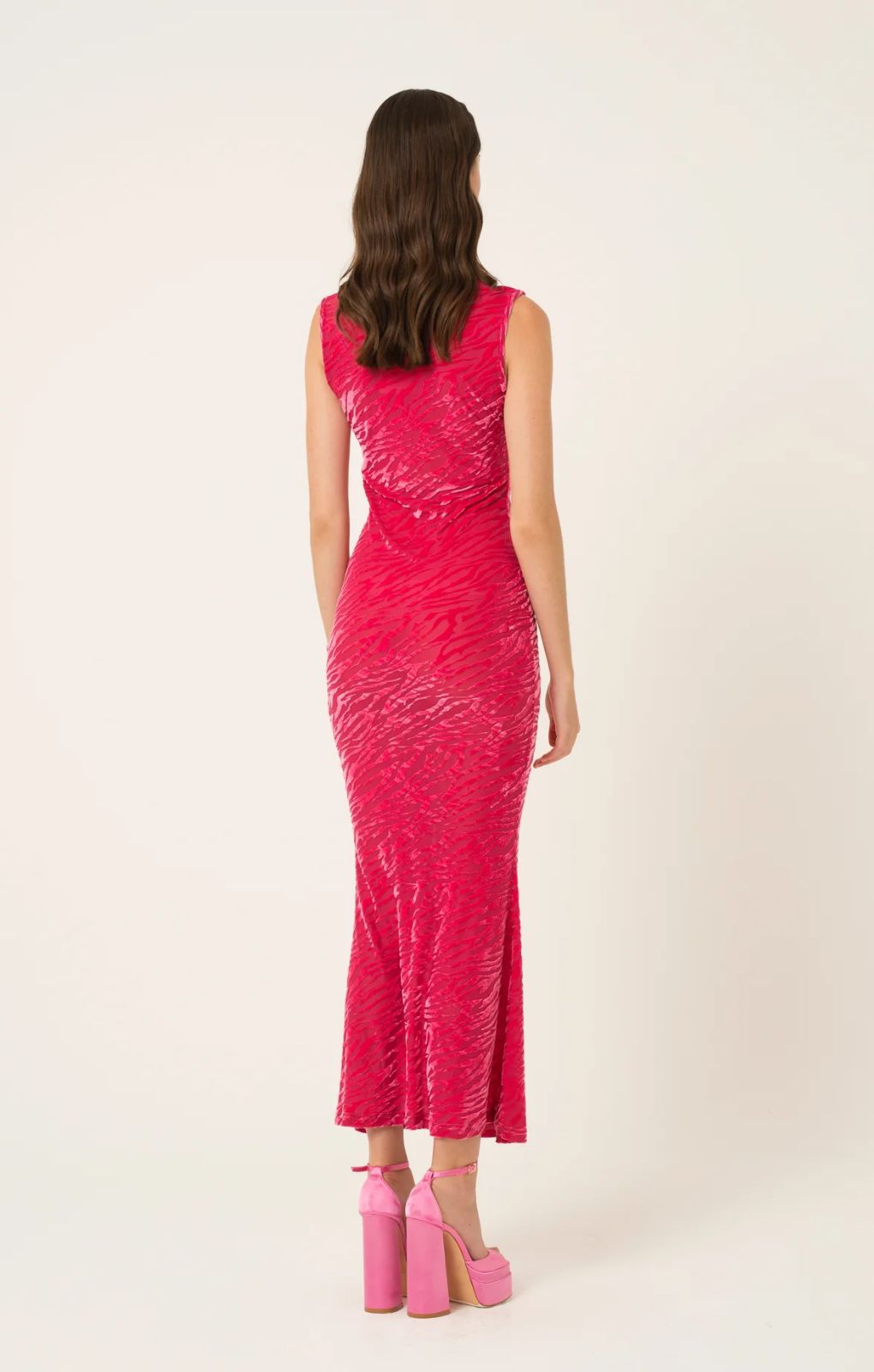 Amy Lynn Lana Pink Fitted High Neck Dress