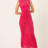 Amy Lynn Lana Pink Fitted High Neck Dress