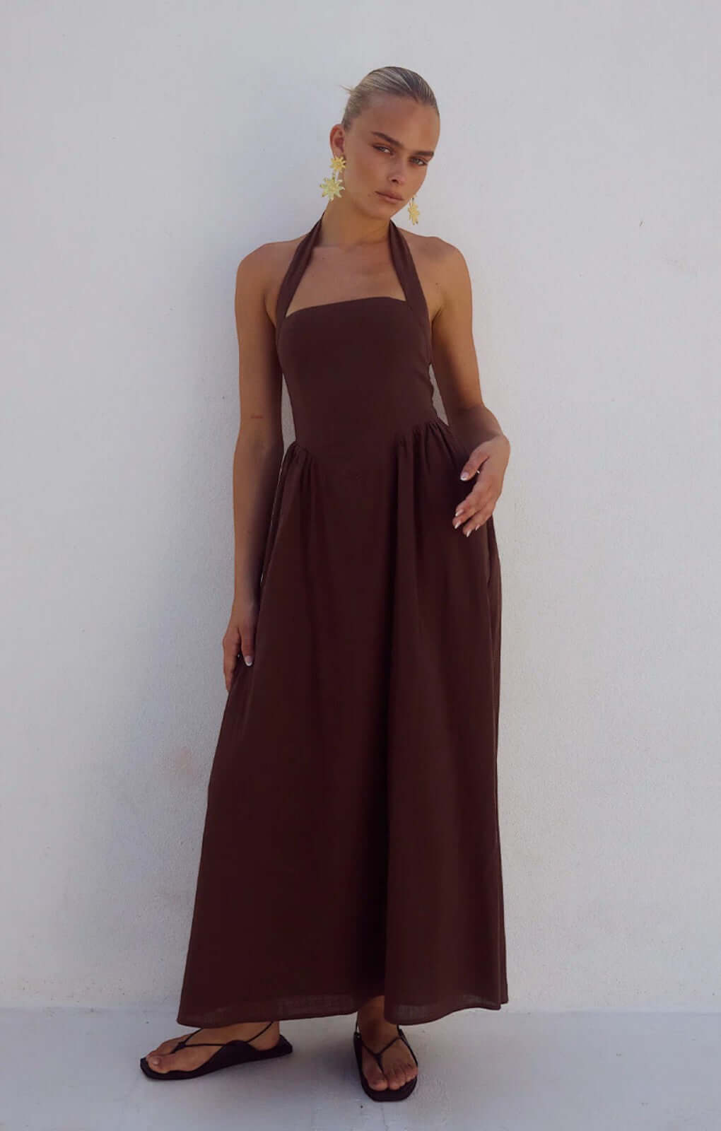 Runaway The Label Locklea Midi Dress in Chocolate