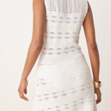 Nobody's Child Mock Crochet Placket Mini Dress Plain