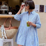 Glamorous Light Blue Collared Skater Mini Dress