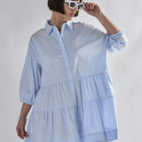 Glamorous Light Blue Collared Skater Mini Dress